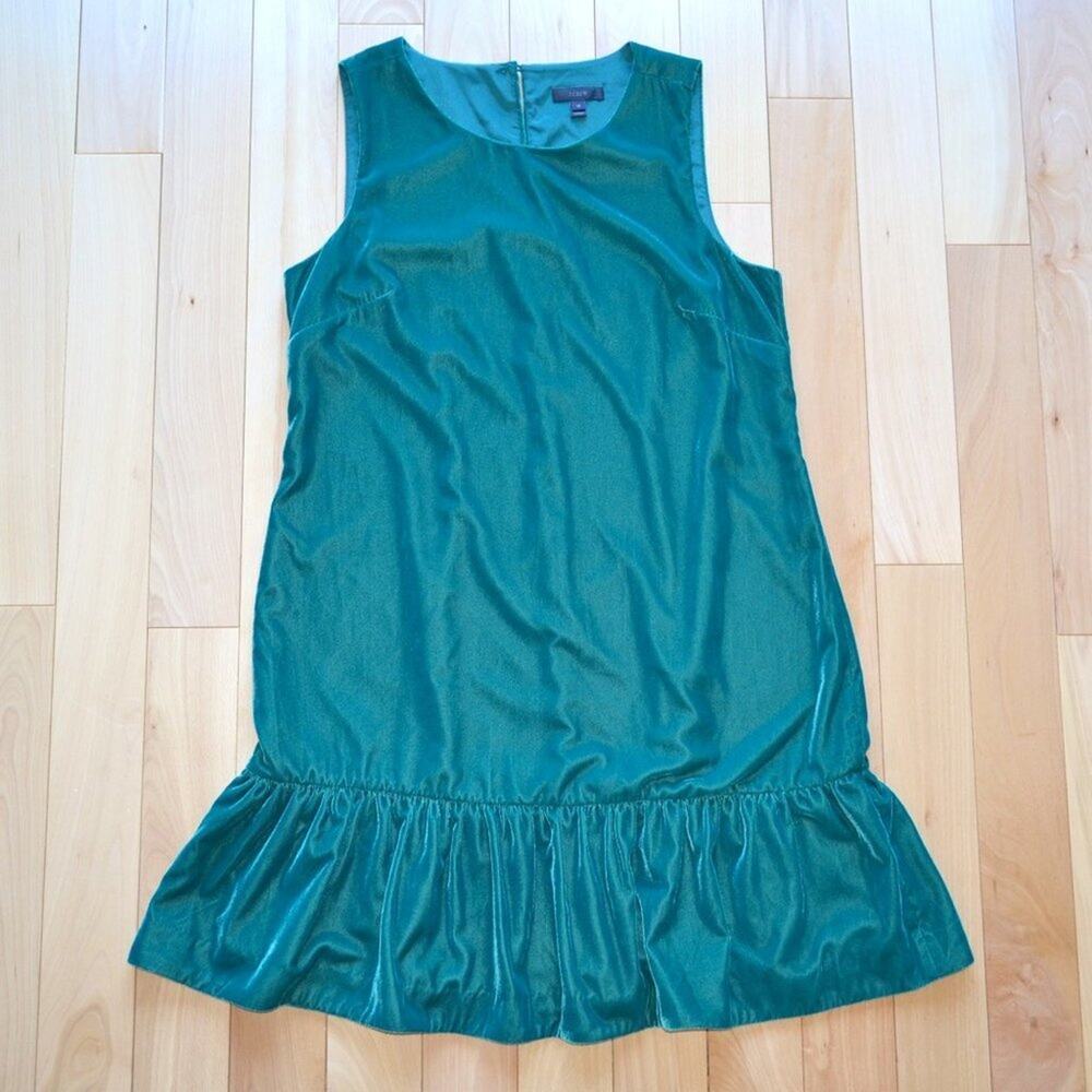 J Crew Green Shift Midi Dress